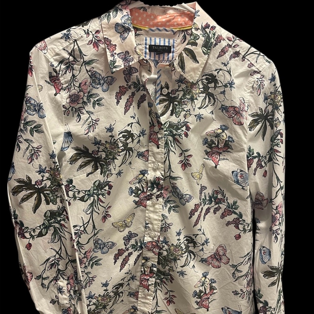Talbots Butterfly Floral Print Blouse - Multicolor